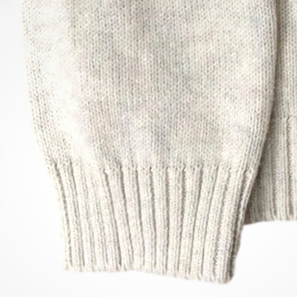 Izod Cream Fair Isle Zip Mock Neck Sweater with Navy Accents B13 - Picture 3 of 3